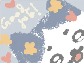 A colorful digital doodle with flowers and hearts - example of what you can draw and send on Doodle for You